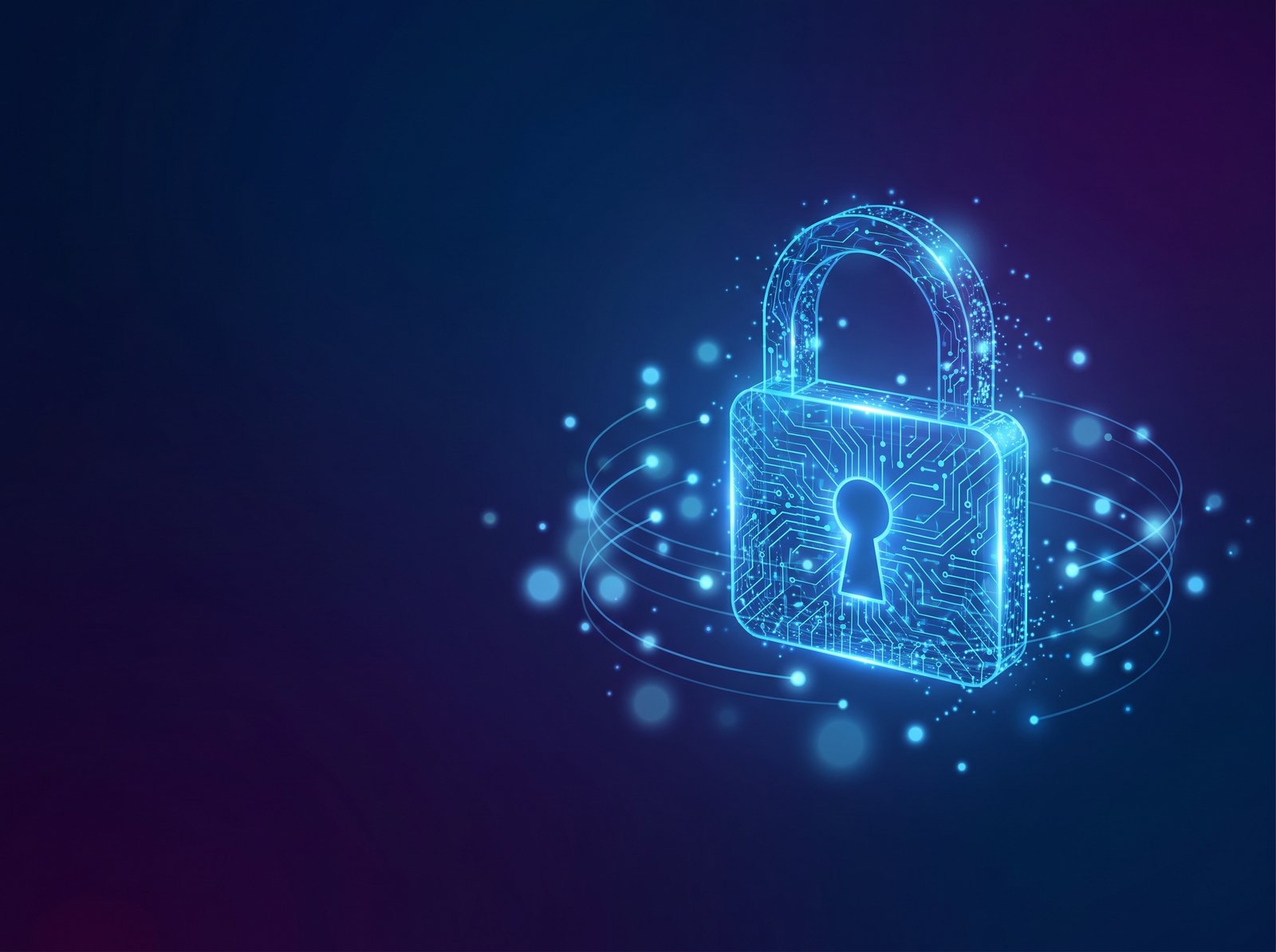 A glowing digital padlock representing data protection